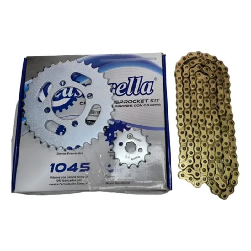 KIT CAJA CADENA  AX 4 PT 35C -PD13C 428- 132C CASSARELLA DORADA