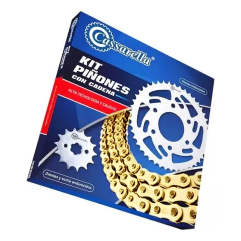 KIT CAJA CADENA  XTZ 150 6 HUECOS PT45C-PD14C 428H-132C DORADA CASSARELLA